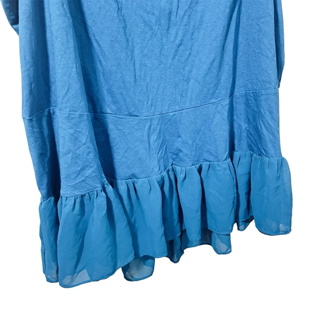 Lane Bryant Women’s Plus Size 26/28 Blue Sleeveless Ruffle Hem Tank Top Blouse